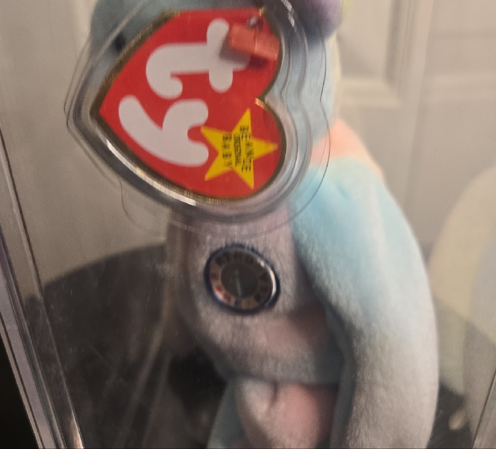 B B Bear TY Multicolor Rare Beanie Baby Birthday Bear In Plastic Case - Picture 5 of 9